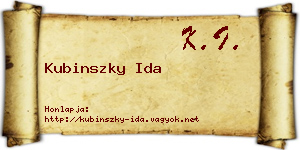 Kubinszky Ida névjegykártya